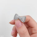 Baguette & Pavé CZ Bow Knot Ring – Silver Statement
