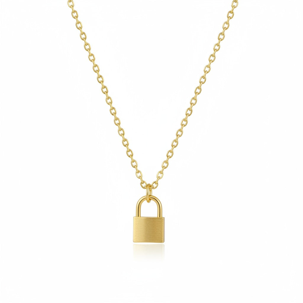 Gold Padlock Pendant Necklace – Dainty Cable Chain