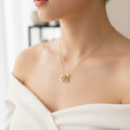 Interlocked Ring & CZ Drop Pendant Necklace – Gold