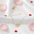 Interlocked Double Heart Necklace – Gold Cable Chain