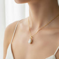 Pear-Cut Solitaire CZ Drop Necklace – Gold Rolo Chain