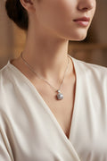 Cushion Halo CZ Solitaire Pendant Necklace – Silver Rolo Chain