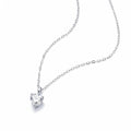 Prong-Set Heart CZ Solitaire Necklace – Silver Cable Chain