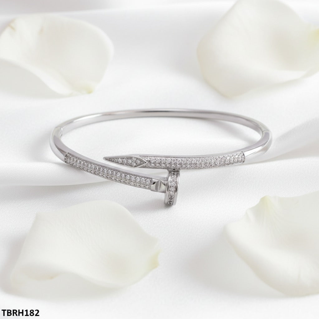 Pavé CZ Nail Wrap Bangle – Gold & Silver Bypass Cuff