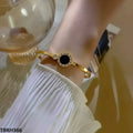 Black Onyx Roman Numeral Disc Bangle – Gold & Silver Cuff