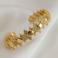 Celestial Dome & Pavé CZ Disc Cuff Bangle – Gold & Silver