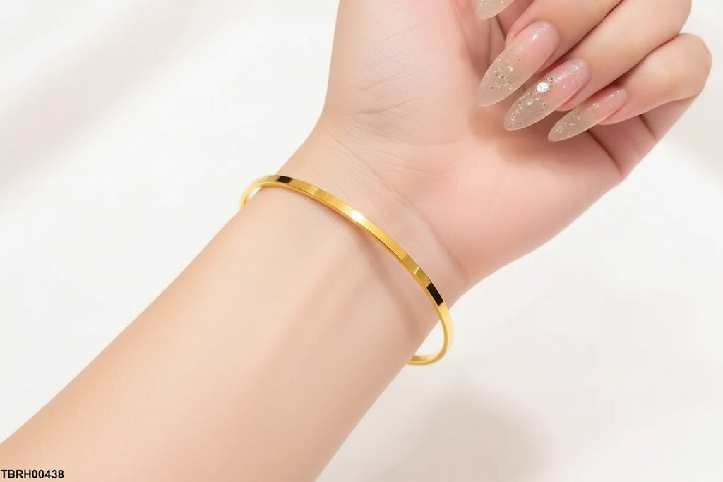 Slim Flat Mirror-Polish Bangle – Minimalist Gold & Silver Cuff