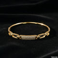 Pavé CZ Bar & Anchor Chain Link Bangle – Gold & Silver