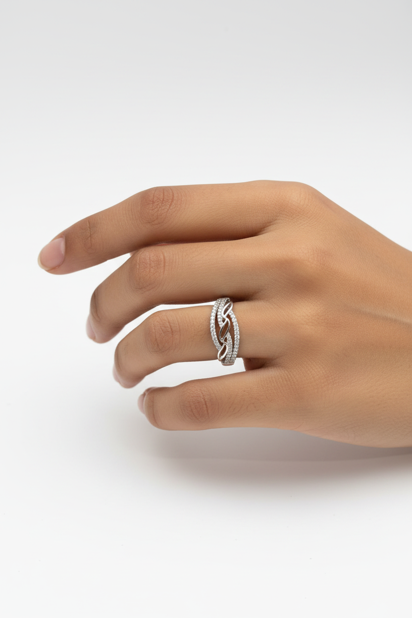 "Silver Eternal Braid Ring"