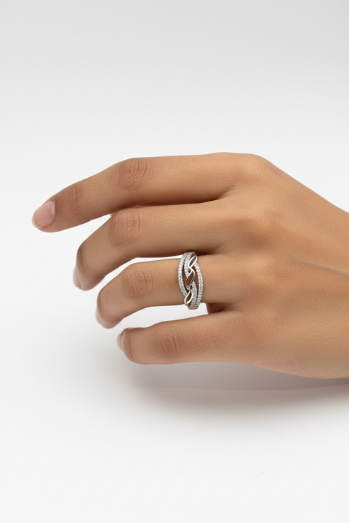 "Silver Eternal Braid Ring"
