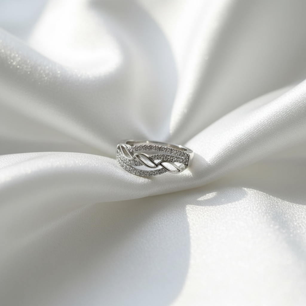 "Silver Eternal Braid Ring"