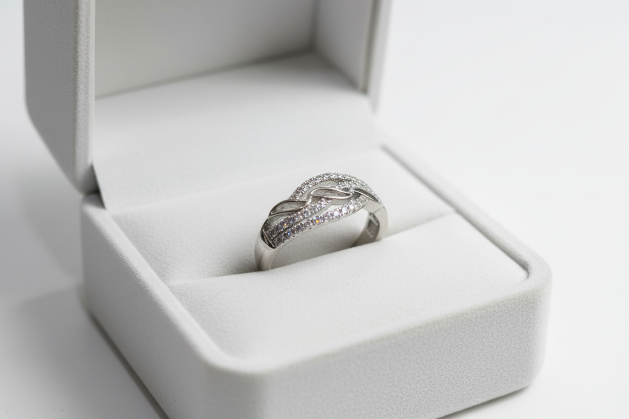 "Silver Eternal Braid Ring"