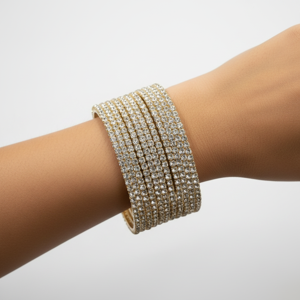 Crystal Bangles on Model Hand