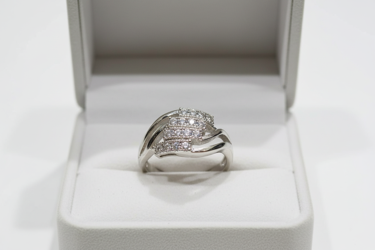Silver Diagonal  Wrap Ring