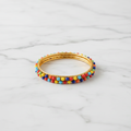 Gold Bangle with Multicolor Beads