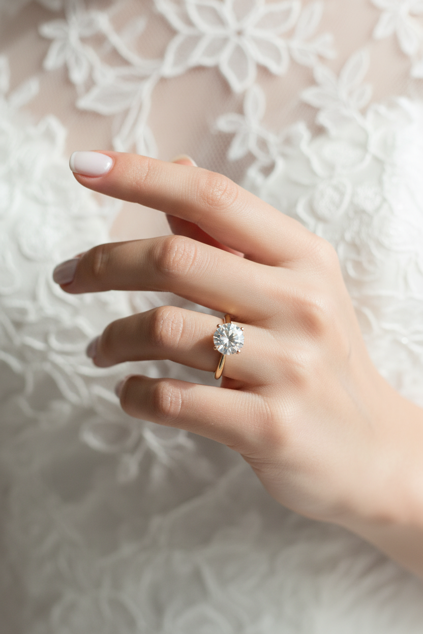 Gold Solitaire CZ Ring