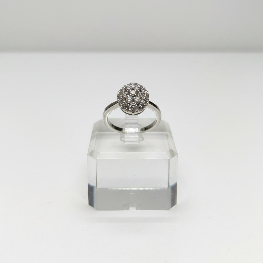 Oval Cluster Silver Ring