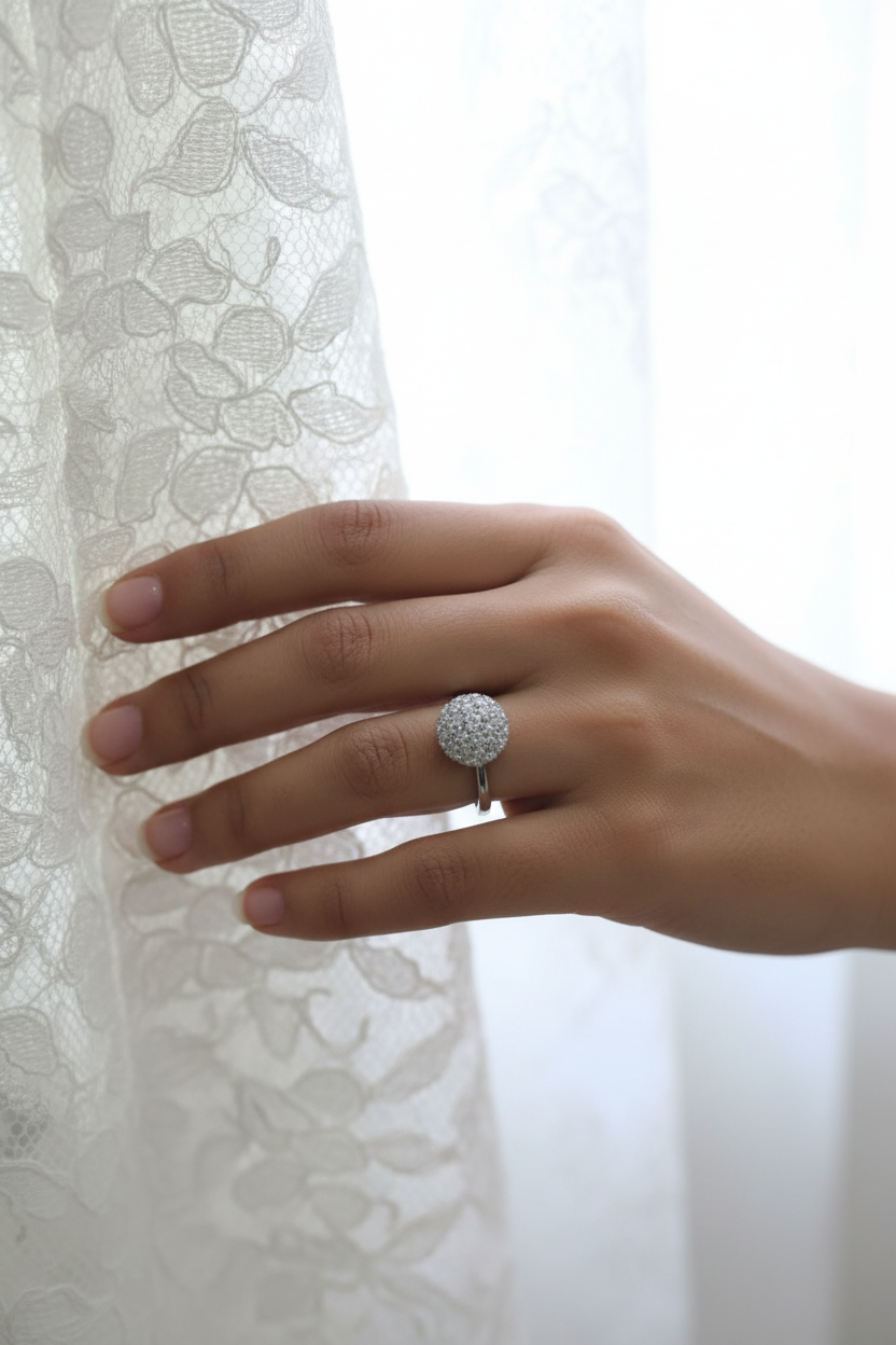 Oval Cluster Silver Ring