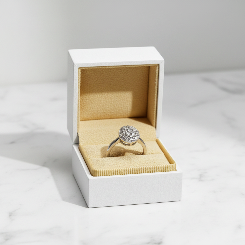Oval Cluster Silver Ring