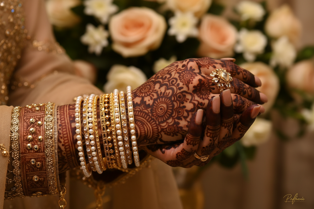 Pearl Bangle with Mehndi Hands