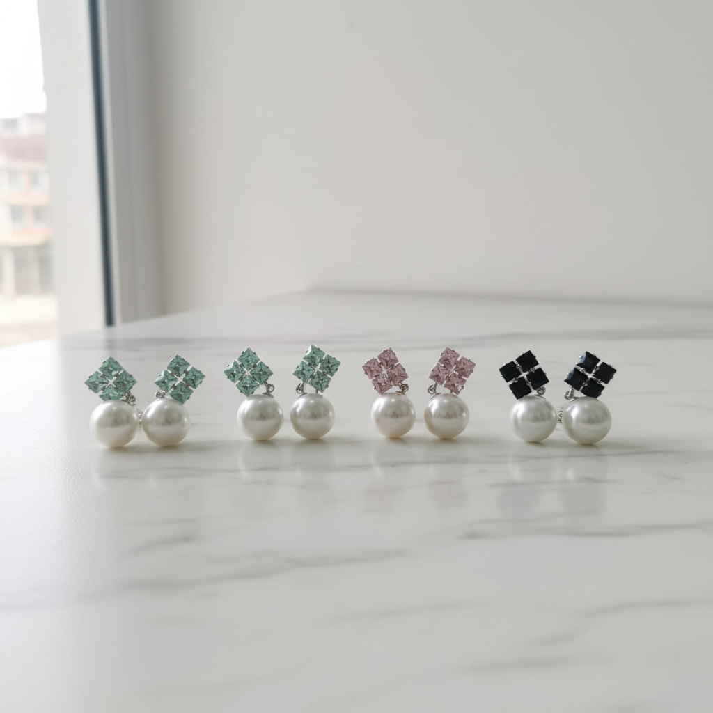 Pearl Drop Gemstone Earrings