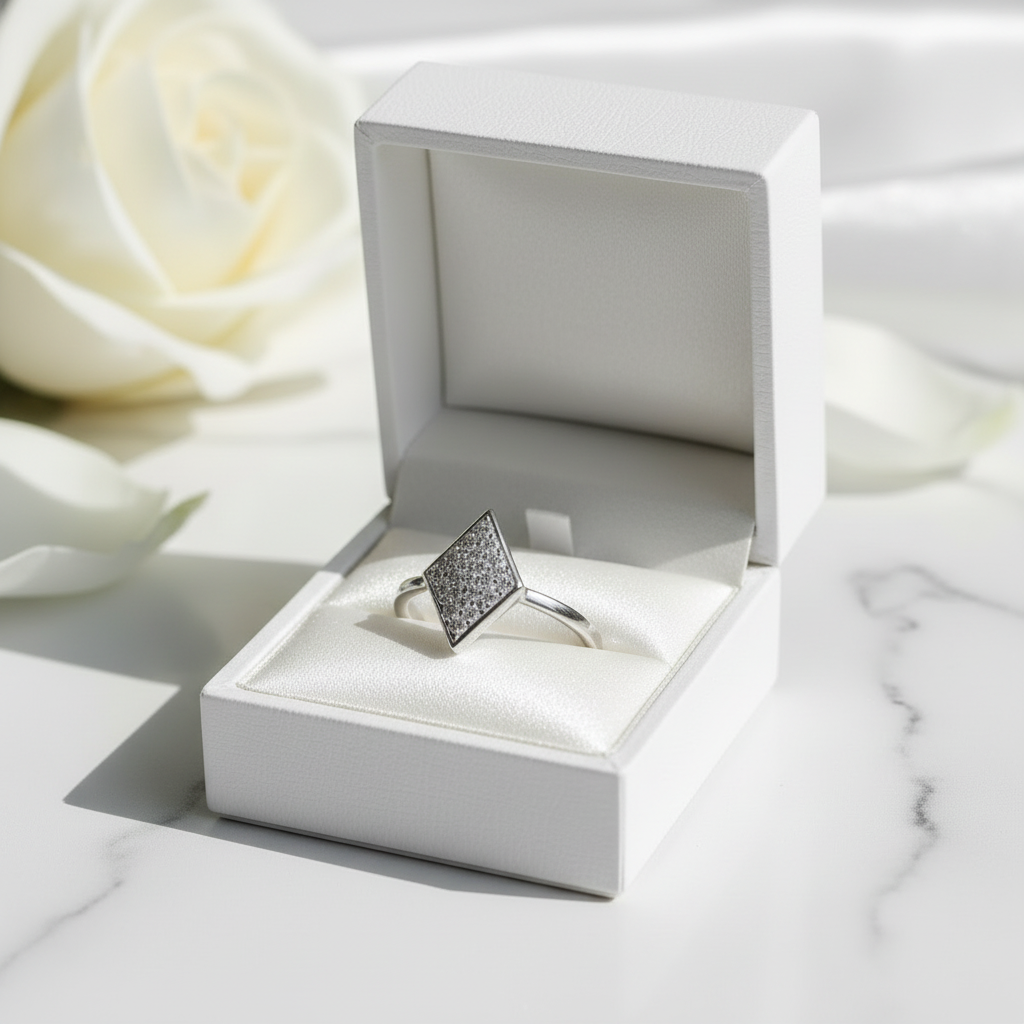 Diamond-Shaped Silver Ring