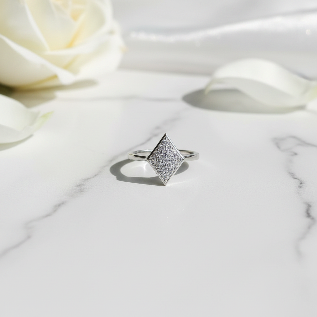 Diamond-Shaped Silver Ring