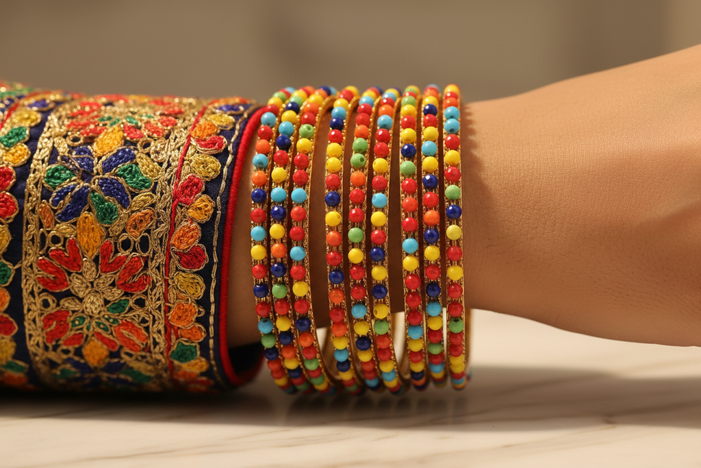 Stacked Bangles on Model