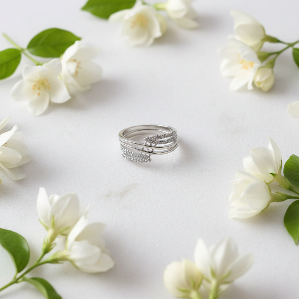 Silver Triple Band Crossover Ring
