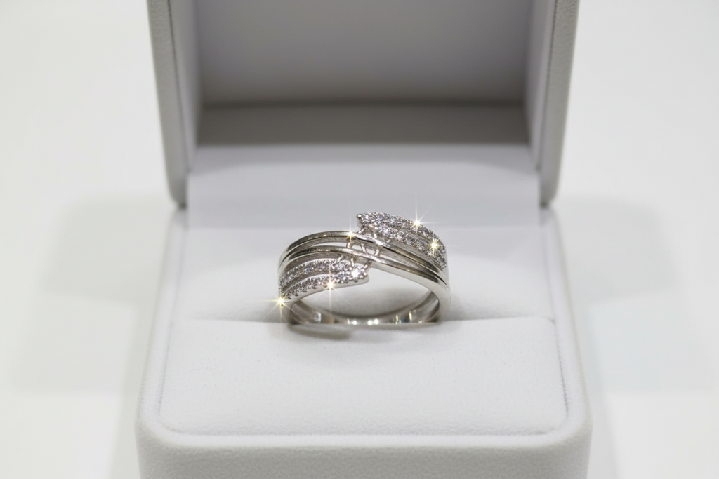 Silver Triple Band Crossover Ring