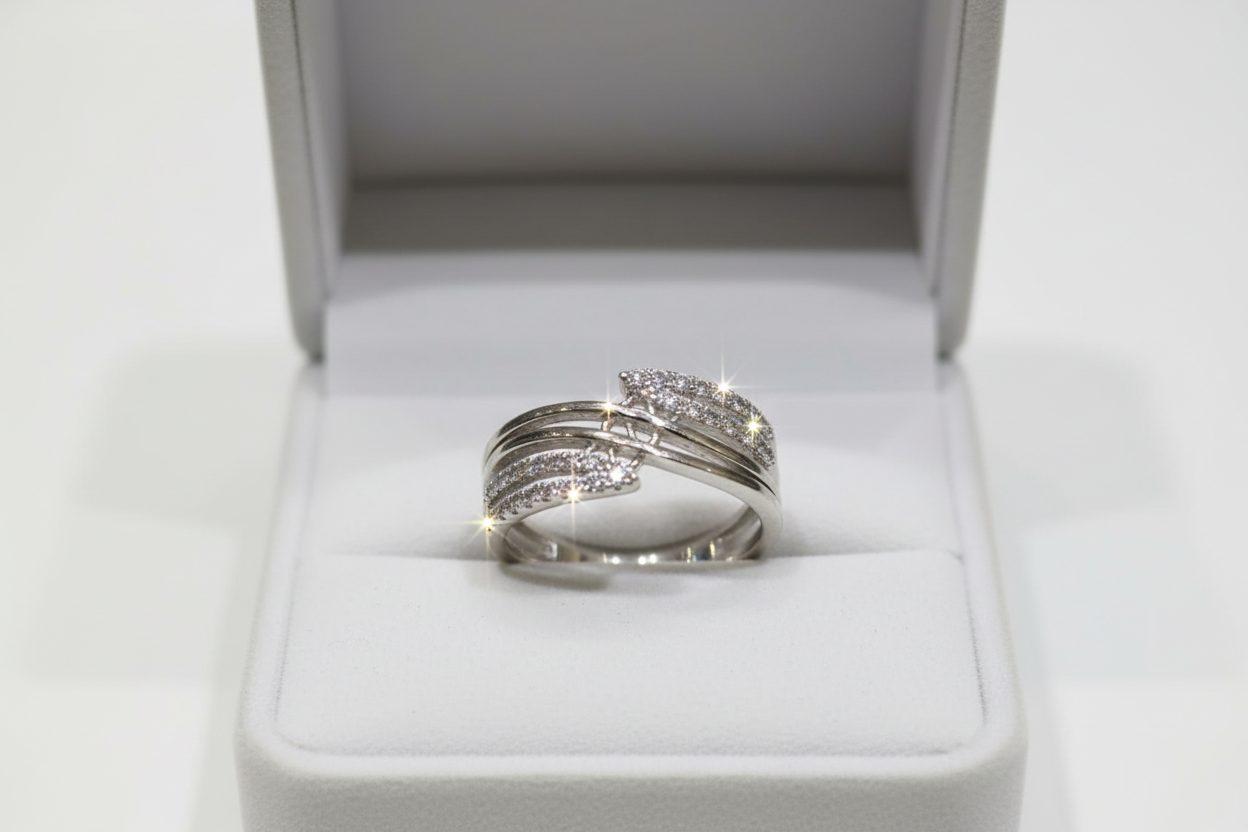 Silver Triple Band Crossover Ring